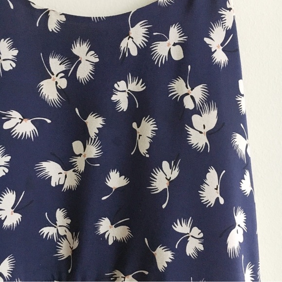 CLUB MONACO BENICIA CAMISOLE TANK TOP BLOUSE NAVY FLORAL RUFFLE PEPLUM SILK XS - Picture 5 of 7